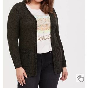 TORRID Olive Green Marled Cardigan, Size 5